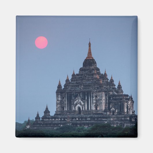 Boeddhistische Tempel Bij Zonsondergang Magneet (Voorkant)