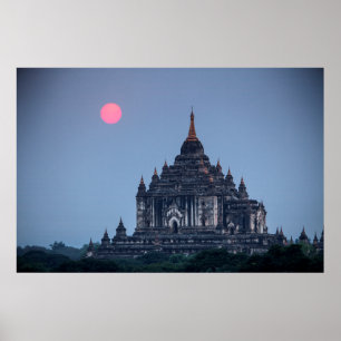 Boeddhistische Tempel Bij Zonsondergang Poster
