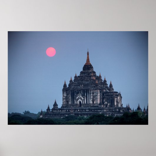 Boeddhistische Tempel Bij Zonsondergang Poster (Voorkant)