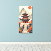 Boeddhistische tempel canvasprint canvas afdruk (Insitu (Houten vloer))