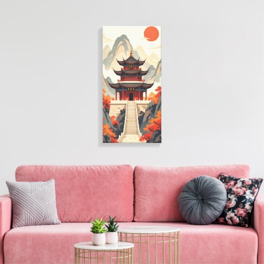 Boeddhistische tempel canvasprint canvas afdruk (Insitu (Woonkamer))