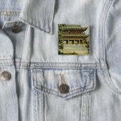 Boeddhistische tempel in Kyoto, Japan Vierkante Button 5,1 Cm (In situ)