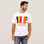 Boeddhistische vlag, boven zowel verdriet als happ t-shirt (Voorkant volledig)