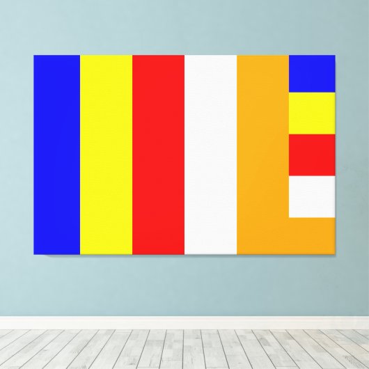 Boeddhistische vlag canvas afdruk (Insitu (Houten vloer))