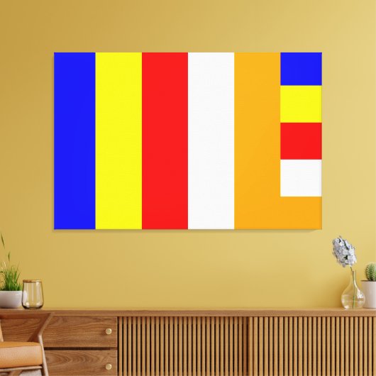 Boeddhistische vlag canvas afdruk (Insitu (Woonkamer))