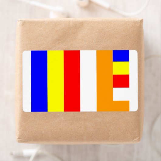 Boeddhistische vlag etiket (Insitu)