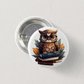 Boedel met boeken ronde button 3,2 cm (Voorkant /achterkant)