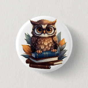 Boedel met boeken ronde button 3,2 cm