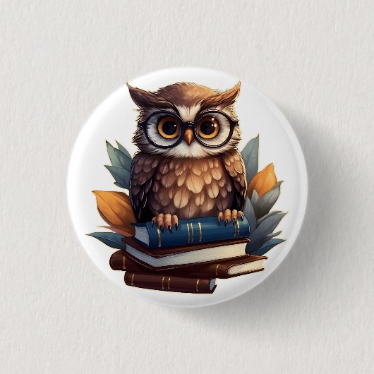 Boedel met boeken ronde button 3,2 cm (Voorkant)