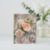 Boedel van Blush roze rozen Happy Moederdag Briefkaart (Staand voorkant)