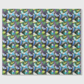 Boedgerigar Parakeets in Ferns wrapppapier Cadeaupapier (Vlak)