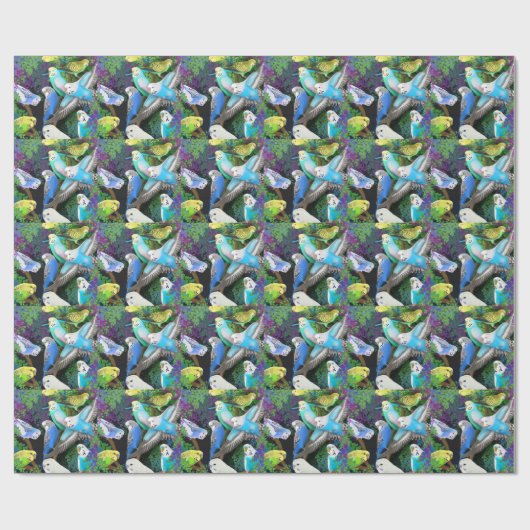 Boedgerigar Parakeets in Ferns wrapppapier Cadeaupapier (Vlak)