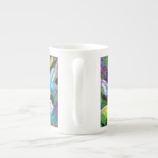 Boedgerigar Parrots in Ferns Bone China Mok (Achterkant)