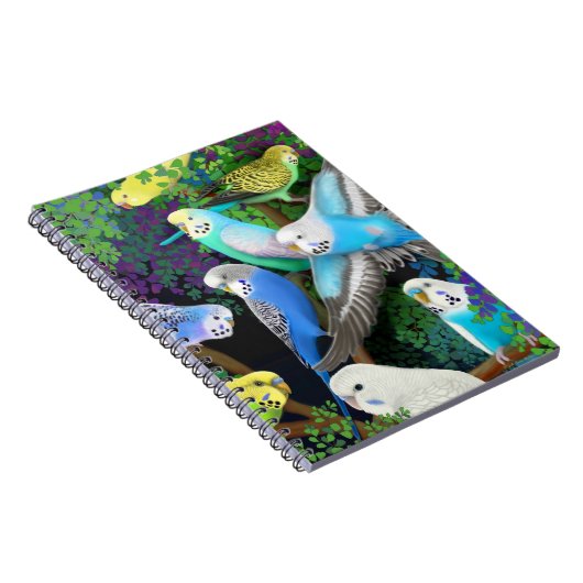 Boedgerigar Parrots in Ferns notebook Notitieboek (Rechterzijde)