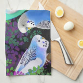 Boedgerigars in Ferns Kitchen Towel Theedoek (Quarter Fold)