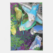 Boedgerigars in Ferns Kitchen Towel Theedoek (Verticaal)