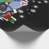 Boedgerigars met kerstcadeautjes en sneeuwvlokken cadeaupapier (Hoek)