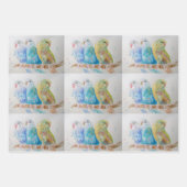 Boedgie art Flower Floral Blue Bird Waterverf Inpakpapier Vel (Voorkant 3)