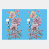 Boedgie art Flower Floral Blue Bird Waterverf Inpakpapier Vel (Voorkant 2)
