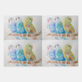 Boedgie art Flower Floral Blue Bird Waterverf Inpakpapier Vel (Voorkant)