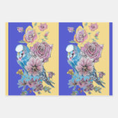 Boedgie art Flower Floral Blue Bird Waterverf Inpakpapier Vel (Voorkant 2)