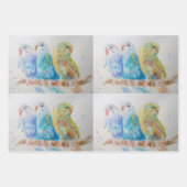 Boedgie art Flower Floral Blue Bird Waterverf Inpakpapier Vel (Voorkant 3)