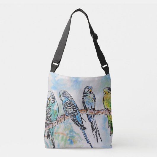 Boedgie Bird Waterverf budgies bird Crossbody Bag Crossbody Tas (Voorkant)
