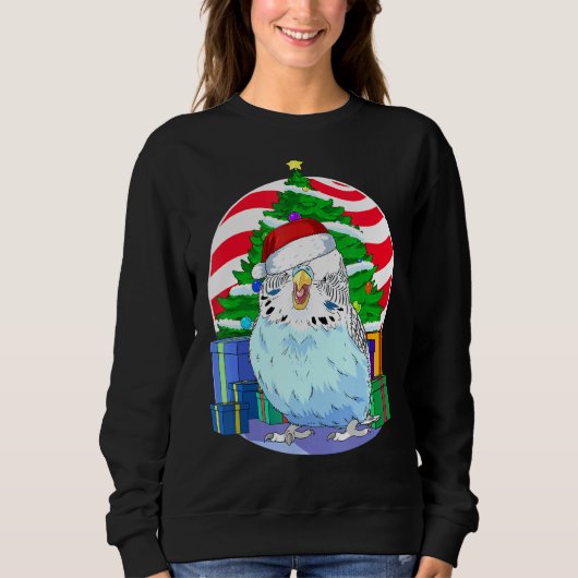 Boedgie Blue Paraket Santa-kerstboomdecor Trui (Voorkant)