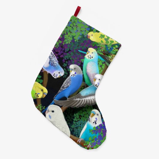 Boedgie Parakeets in de kerstmis van Ferns Grote Kerstsok (Voorkant (Hangend))