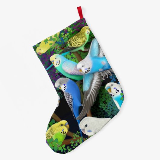 Boedgie Parakeets in de kerstmis van Ferns Grote Kerstsok (Achterkant (Hangend))