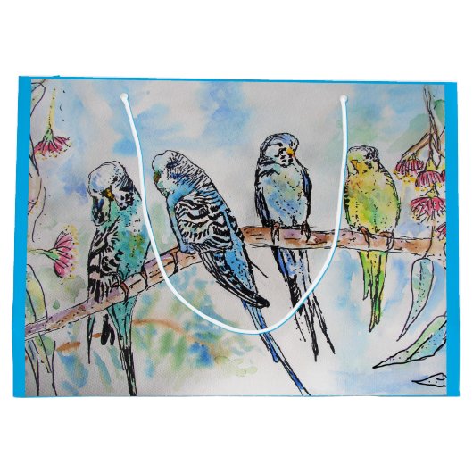 Boedgies Waterverf Gum Tree budgie Groot Cadeauzakje (Achterkant)