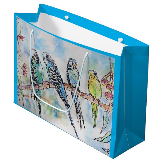 Boedgies Waterverf Gum Tree budgie Groot Cadeauzakje (Voorkant Gekanteld)