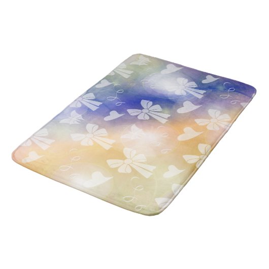 boeg, lint, wit, pastel, harten, licht, roze; badmat (Gekanteld)