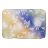 boeg, lint, wit, pastel, harten, licht, roze; badmat (Voorkant)