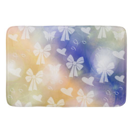 boeg, lint, wit, pastel, harten, licht, roze; badmat