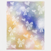 boeg, lint, wit, pastel, harten, licht, roze; fleece deken (Voorkant)