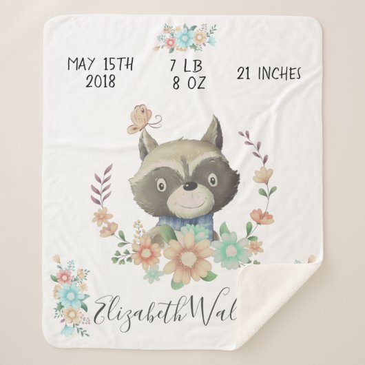 boegenoot baby hert geboortestaat sherpa deken (Voorkant)