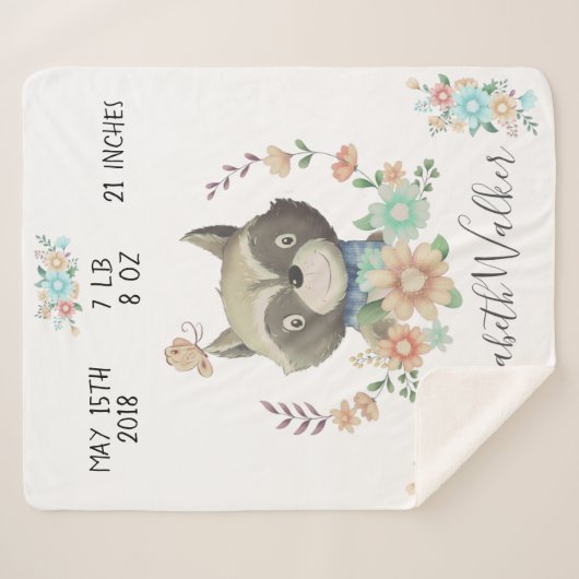 boegenoot baby hert geboortestaat sherpa deken (Voorkant (horizontaal))