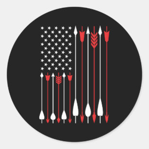 Boegjacht VS Amerikaanse vlag boogschieten Bow Hun Ronde Sticker