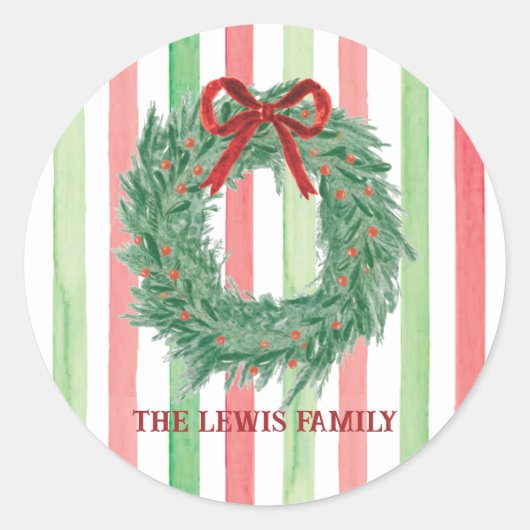 Boegkrans Waterverf Kerst sticker (Voorkant)