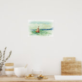 Boei op volle zee aquarel schets print (Keuken)