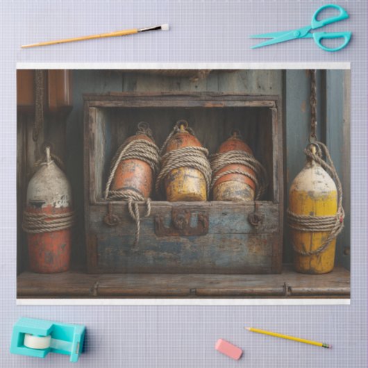  boei set rustieke nautische ontkoppeling tissuepapier (Craft)