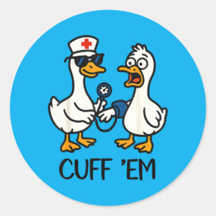 Boei ze Gans Verpleegster Grappige Gans Meme SEH V Ronde Sticker