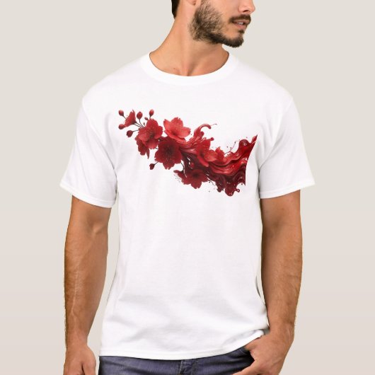 Boeiend ABSTRACTE BLOEM Ontwerp T-shirt (Voorkant)