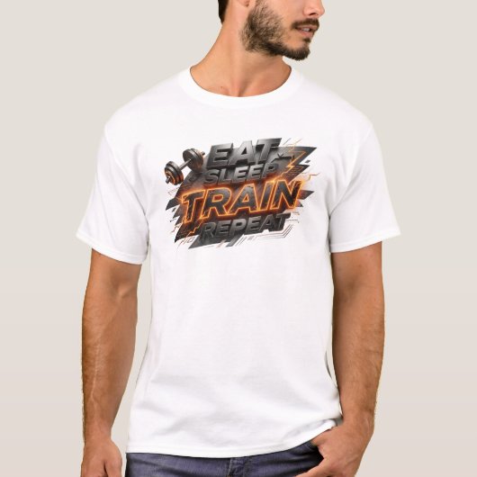 Boeiend EET SLAAP TREIN HERHALEN Ontwerper T-shirt (Voorkant)