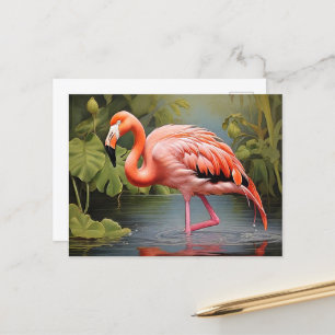 Boeiend  Flamingo AI-Art schilderij Briefkaart