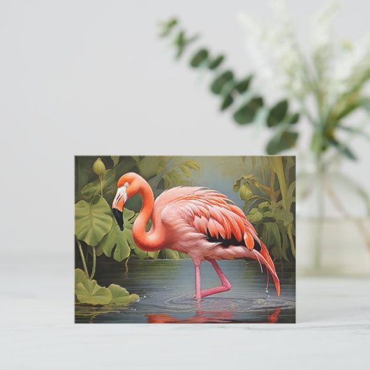 Boeiend Flamingo AI-Art schilderij Briefkaart (Staand voorkant)