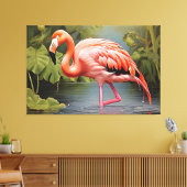 Boeiend Flamingo AI-Art schilderij Canvas Afdruk (Insitu (Woonkamer))