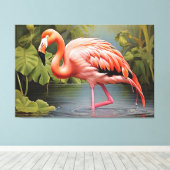Boeiend Flamingo AI-Art schilderij Canvas Afdruk (Insitu (Houten vloer))