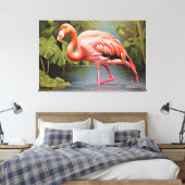 Boeiend Flamingo AI-Art schilderij Canvas Afdruk (Insitu (Slaapkamer))